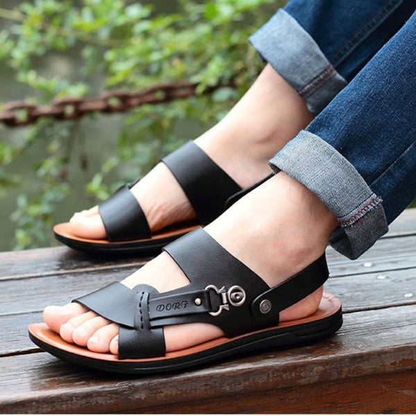 Sandália Masculina de Couro Antiderrapante