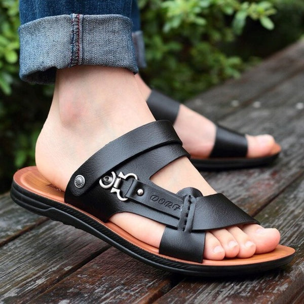 Sandália Masculina de Couro Antiderrapante