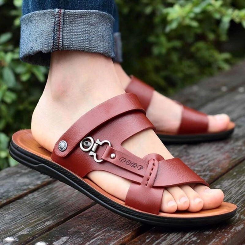 Sandália Masculina de Couro Antiderrapante