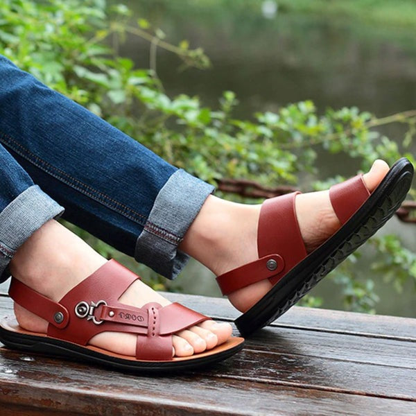 Sandália Masculina de Couro Antiderrapante